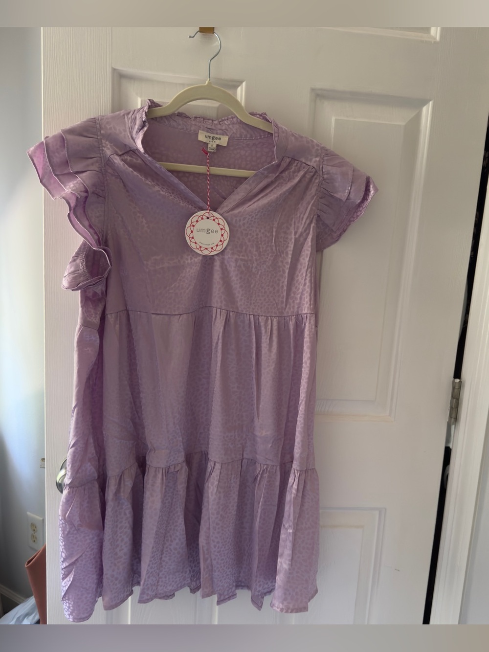 umgee Lavender S and Medium Ruffle-Sleeve womens Dress